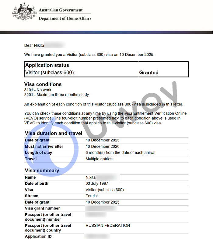 Годовая туристическая виза в Австралию