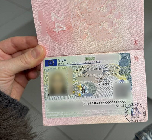 Рабочая виза на Мальту, полученная клиенткой Uway